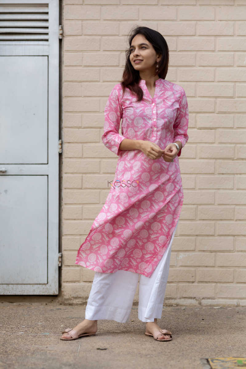 Image for Kusvaa Sa03 Careys Pink Basic Wear Kurta 4