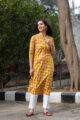 Image for Kusvaa Taf22 Floral Printed Yellow Kurta 1