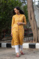 Image for Kusvaa Taf22 Floral Printed Yellow Kurta 2