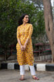 Image for Kusvaa Taf22 Floral Printed Yellow Kurta 4