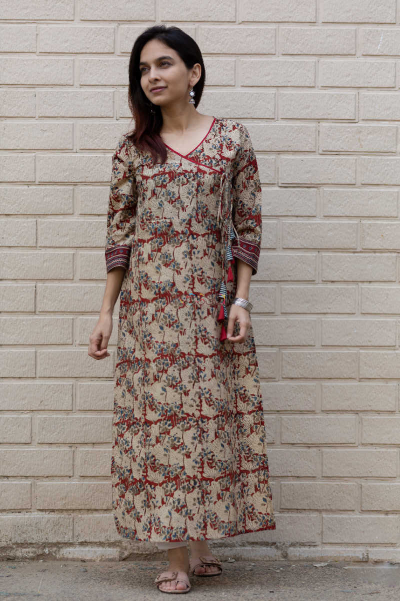 Image for Kusvaa Wa321a Kalamkari Jaal Angrakha Print Kurta 2