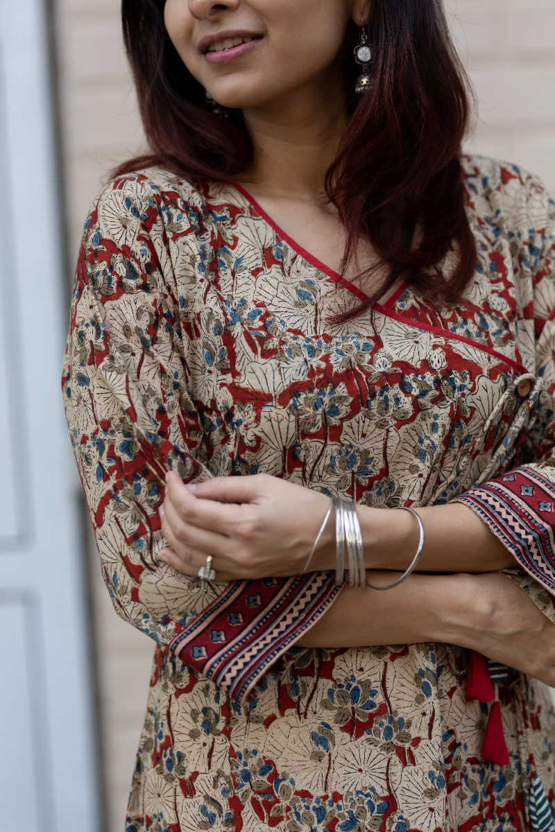 Image for Kusvaa Wa321a Kalamkari Jaal Angrakha Print Kurta 6