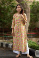 Image for Kusvaa Wsr93 Bumble Bee And Rose Pink Hand Block Print Kurta 1