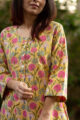 Image for Kusvaa Wsr93 Bumble Bee And Rose Pink Hand Block Print Kurta 5