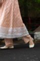 Image for Kusvaa Daf05 Tan Peach And White Kurta Pant Set Lower Closeup