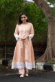 Image for Kusvaa Daf05a Tan Peach And White Kurta Pant Set Featured Front