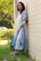 Image for Kusvaa Daf07 Cornflower Blue Full Set With Kota Doria Dupatta Look 2