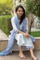 Image for Kusvaa Daf07 Cornflower Blue Full Set With Kota Doria Dupatta Sitting