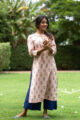 Image for Kusvaa Daf08 Rose Fog And Blue Gotta Kurta Look