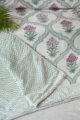 Image for Kusvaa Kad01 Aira Floral Mash Block Print Double Bed Dohar 1 Closeup