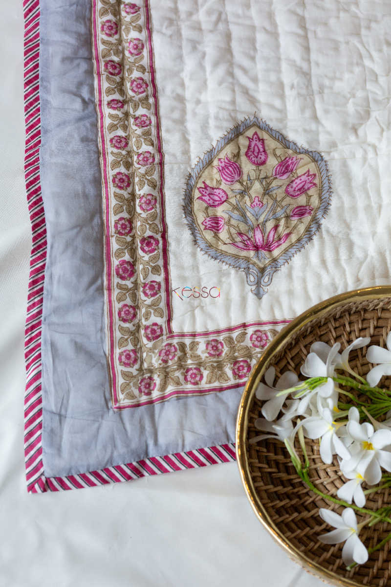 Image for Kusvaa Kaq13 Zorba Block Print Double Bed Quilt Closeup