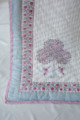 Image for Kusvaa Kaq14 Empress Pink Tree Block Double Bed Quilt Closeup