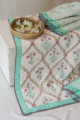 Image for Kusvaa Kaq15 Turquoise Mughal Print Double Bed Quilt Closeup