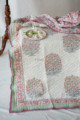 Image for Kusvaa Kaq23 Brandy Rose And Green Block Print Single Bed Quilt Look