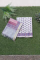 Image for Kusvaa Kf76 Cloud And Red Block Print Chanderi Dupatta Set