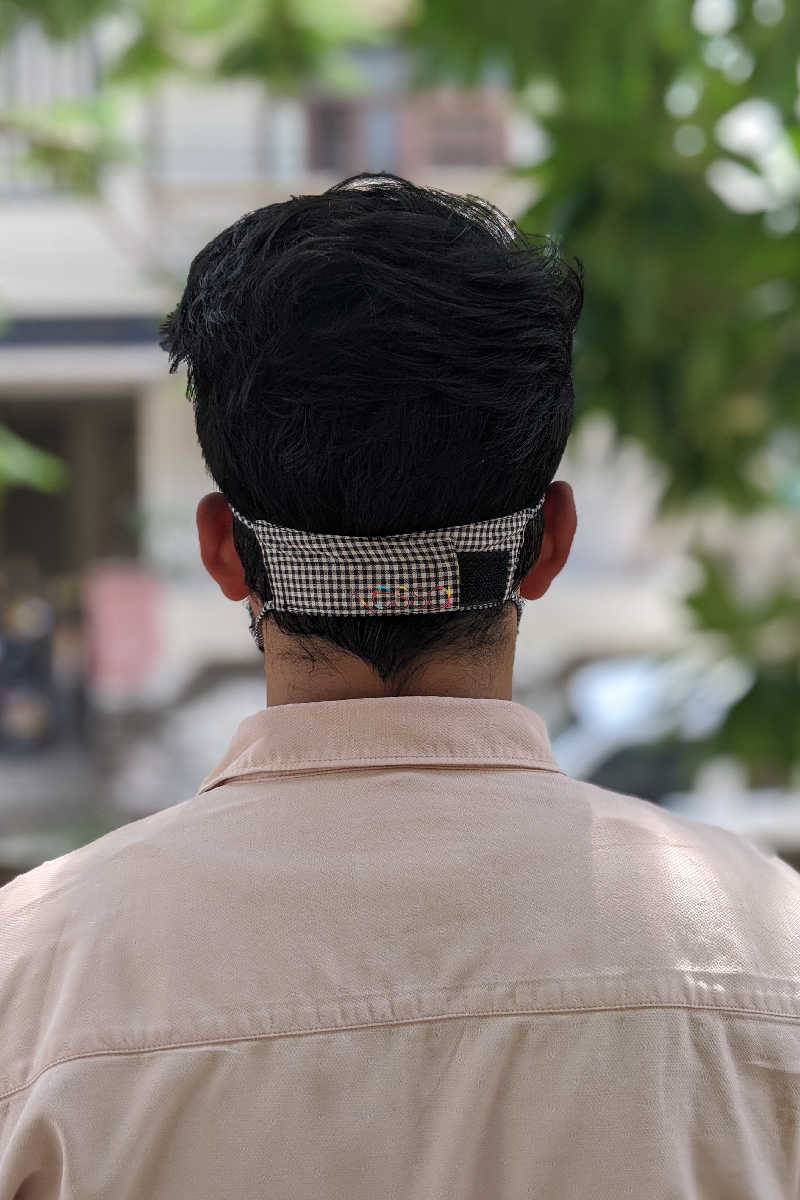 Image for Kusvaa Kfm05 Cotton Slub Face Masks Black White Checks Back