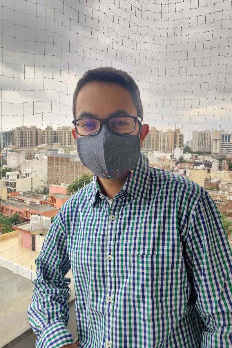 Image for Kusvaa Kfm05 Cotton Slub Face Masks Mid Grey Dots Front