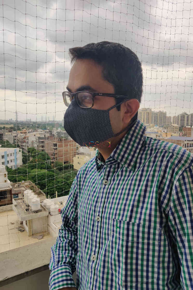 Image for Kusvaa Kfm05 Cotton Slub Face Masks Mid Grey Dots Side