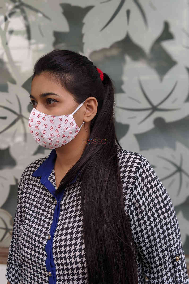 Image for Kusvaa Kfm06 White Printed Face Mask Set Of 2 Side 1