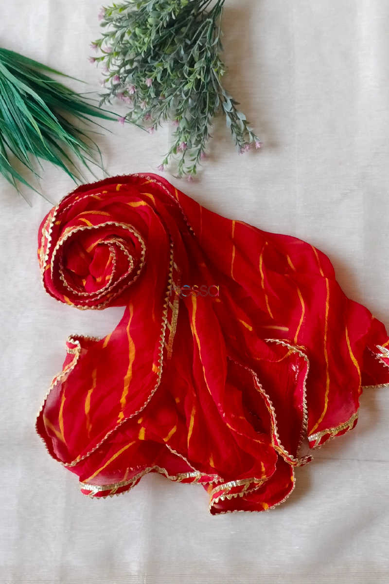 Image for Kusvaa Kudu70 Lehriya Dupatta With Bijia Border Red