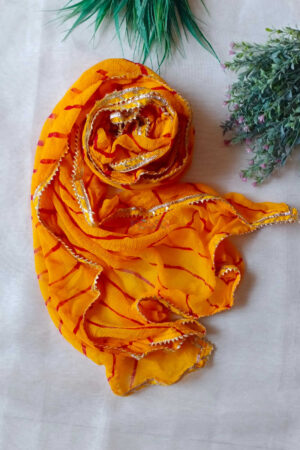 Image for Kusvaa Kudu70 Lehriya Dupatta With Bijia Mustard