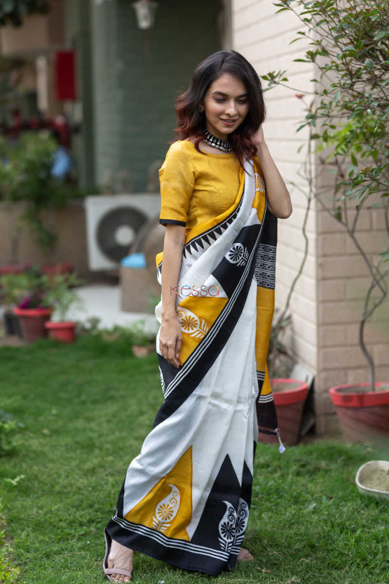 Image for Kusvaa Kunf05 Sunshine Tribal Bengal Silk Saree 2