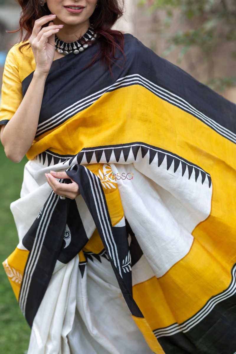 Image for Kusvaa Kunf05 Sunshine Tribal Bengal Silk Saree 8