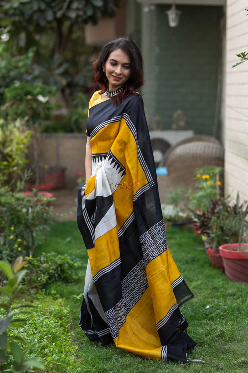Image for Kusvaa Kunf05 Sunshine Tribal Bengal Silk Saree
