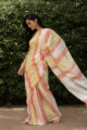 Image for Kusvaa Kurt03 Peach Stripe Linen Saree 4
