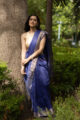 Image for Kusvaa Kurt04 Jacarta Blue Zari Linen Saree 2
