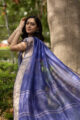 Image for Kusvaa Kurt04 Jacarta Blue Zari Linen Saree 3