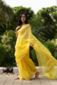 Image for Kusvaa Kurt09 Saffron Gold Chanderi Saree 1