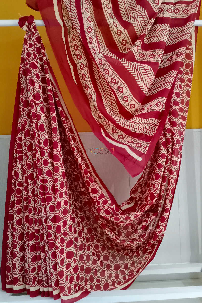Image for Kusvaa Kurt11 Copper Rust Cotton Mul Saree