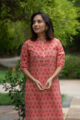 Image for Kusvaa Sa05 Chestnut Rose Regular Wear Kurta Closeup 1