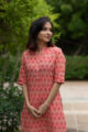 Image for Kusvaa Sa05 Chestnut Rose Regular Wear Kurta Closeup 2