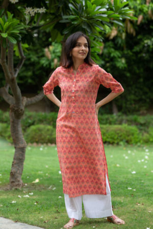 Image for Kusvaa Sa05 Chestnut Rose Regular Wear Kurta Featured