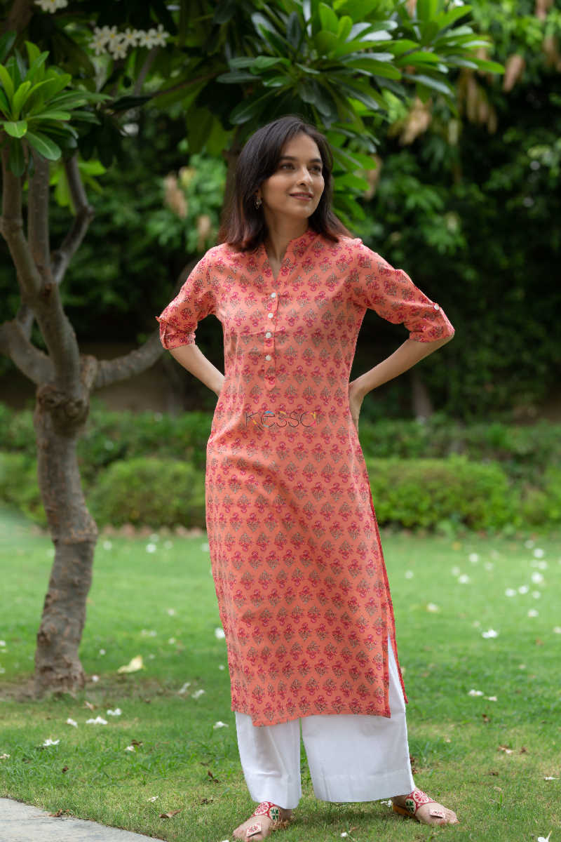 Image for Kusvaa Sa05 Chestnut Rose Regular Wear Kurta Featured