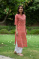 Image for Kusvaa Sa05 Chestnut Rose Regular Wear Kurta Look 1