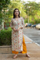 Image for Kusvaa Taf26 Multicolor Khadi Base Regular Kurta Front