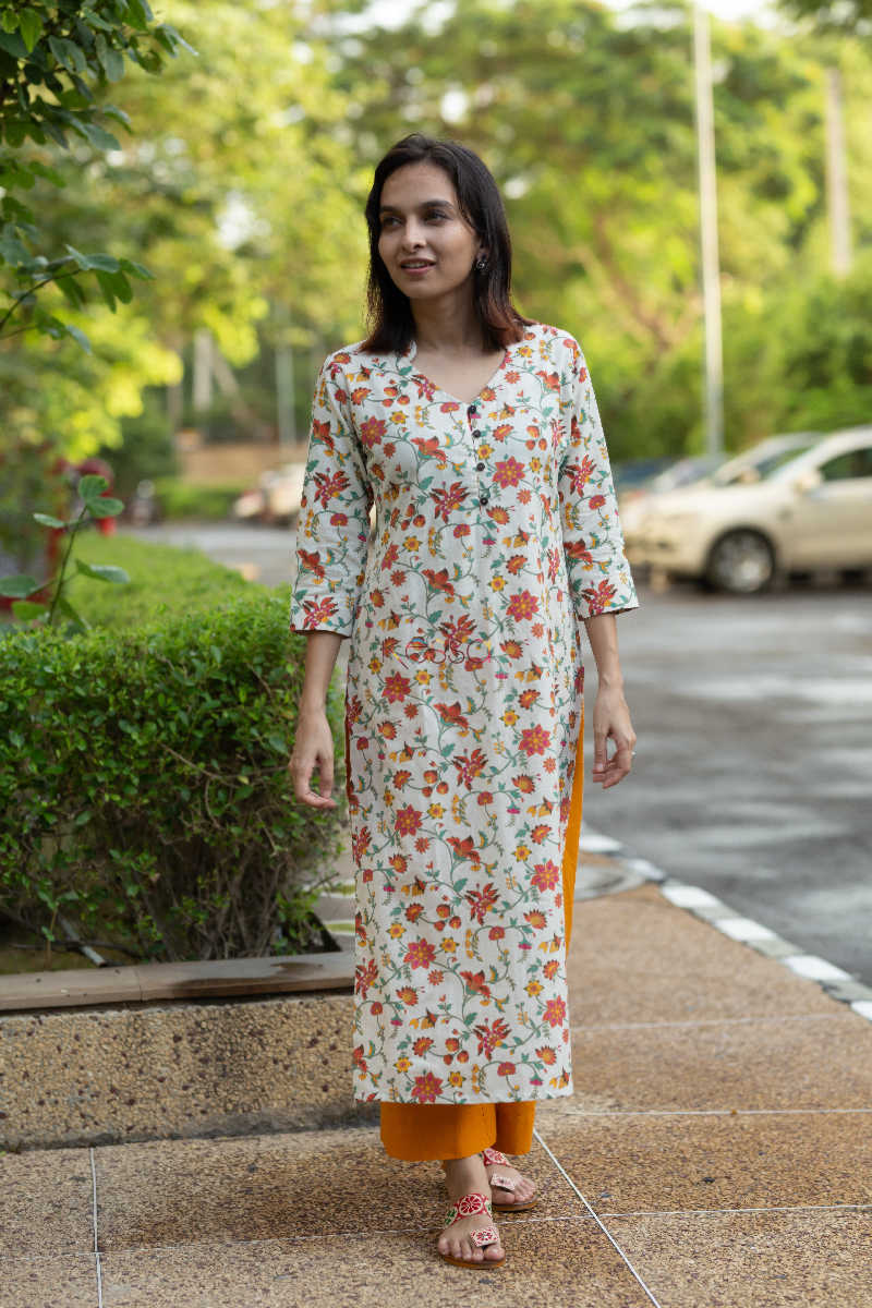 Image for Kusvaa Taf26 Multicolor Khadi Base Regular Kurta Look