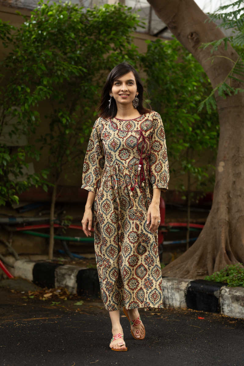 Image for Kusvaa Ws543a Ajrakh Angrakha Style Kurta Featured 1