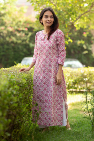 Image for Kusvaa Ws545 Coral Tree Cotton Straight Kurta 1