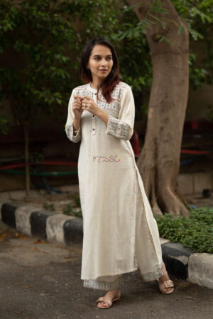 Image for Kusvaa Ws546 Cream South Cotton Kurta With Palazzo Featured
