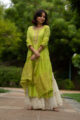 Image for Kusvaa Ws549 Earls Green Chanderi Jacqard Kurta Look 2