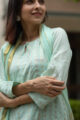 Image for Kusvaa Ws553 Amulet Green Zari Kurta Pant Set Closeup
