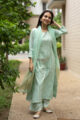 Image for Kusvaa Ws553 Amulet Green Zari Kurta Pant Set Front 1