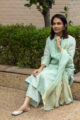 Image for Kusvaa Ws553 Amulet Green Zari Kurta Pant Set Sitting