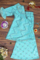 Image for Kusvaa Wsk37 Turquoise Blue Palazo Set Look 1