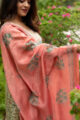 Image for Kusvaa Wsr103 Shadow Green And Sepia Kurta Chanderi Dupatta Set Closeup 5