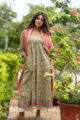 Image for Kusvaa Wsr103 Shadow Green And Sepia Kurta Chanderi Dupatta Set Look